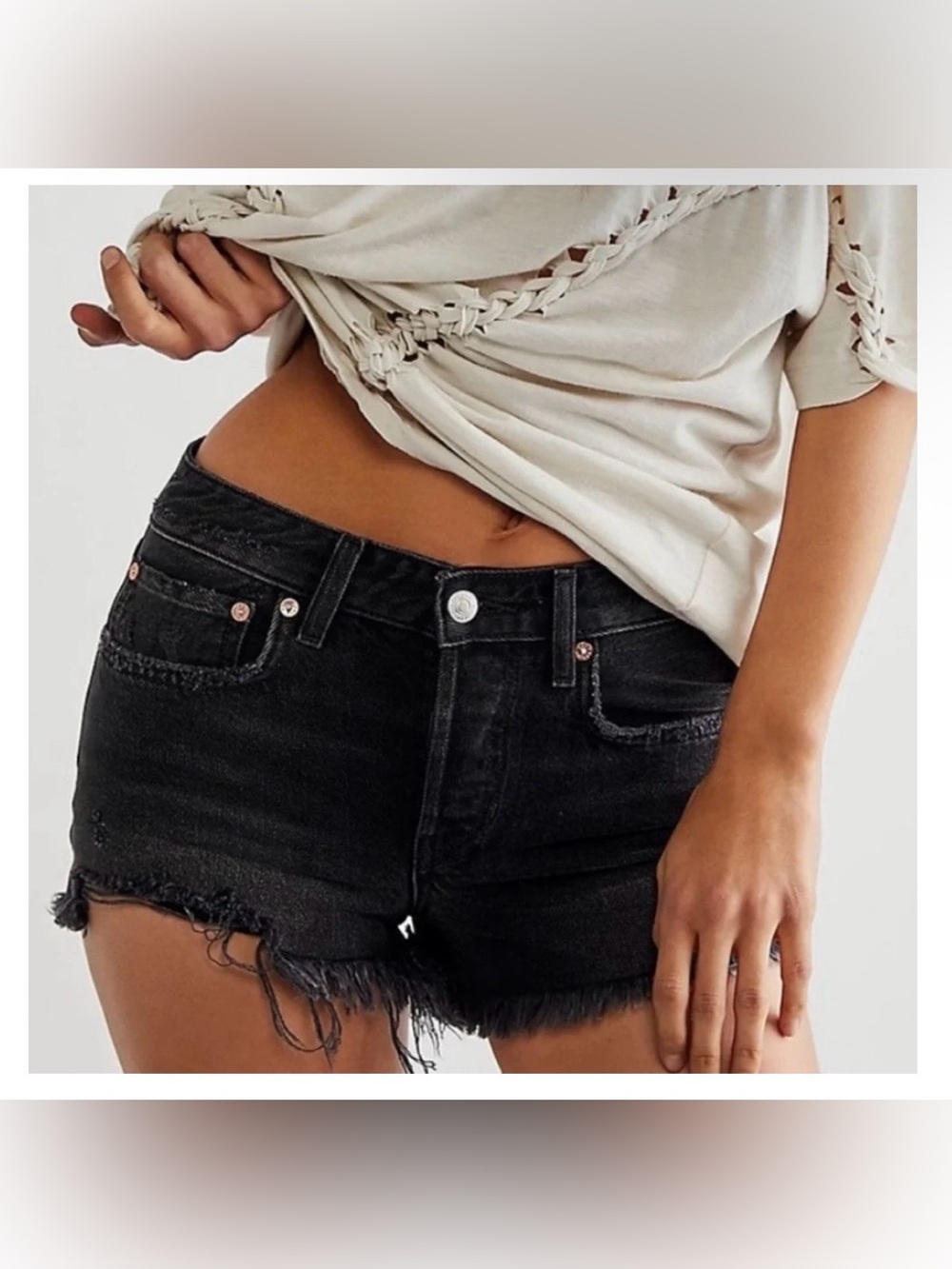 We The Free ‘Good Times’ Black Frayed Denim Cutoff Shorts